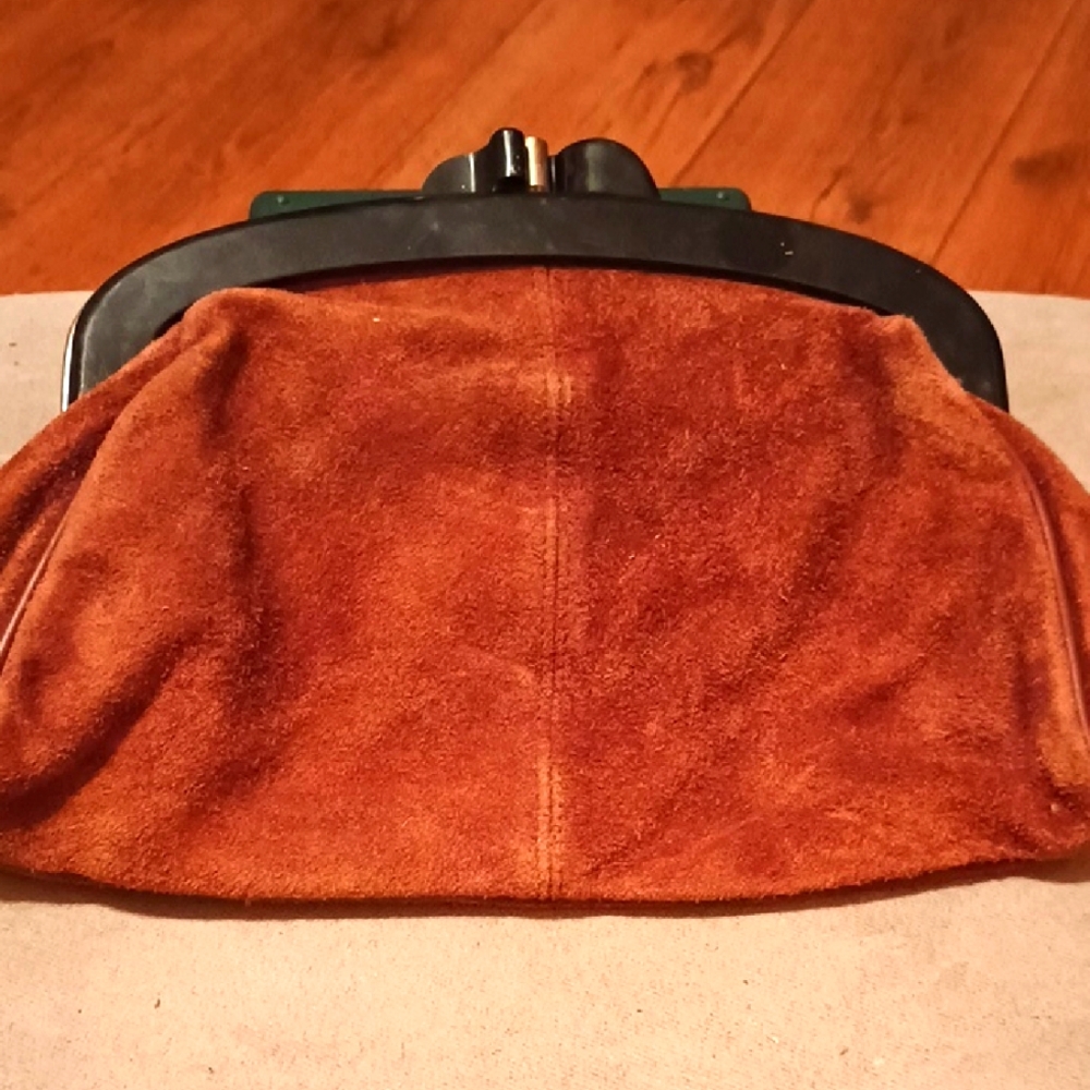 Vintage Suede Clutch with Black Frame NWOT